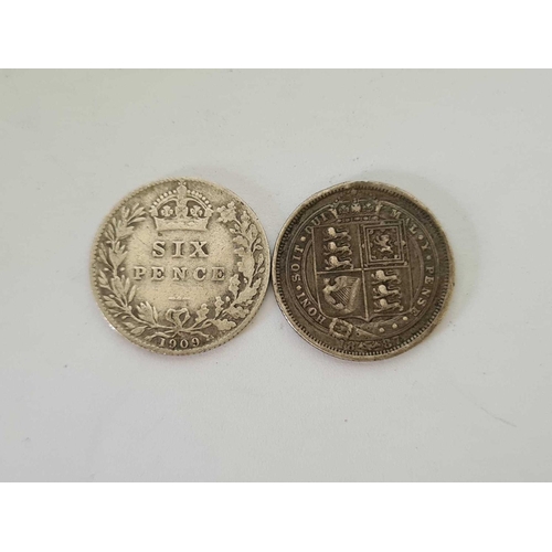 782 - VICTORIAN SILVER 1887 6 PENCE & ANOTHER 1909