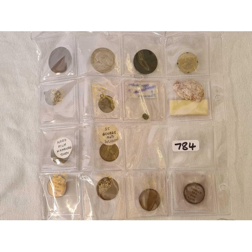 784 - TWO SHEETS OF COINS & MEDALS