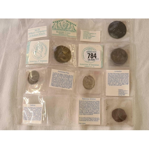 784 - TWO SHEETS OF COINS & MEDALS