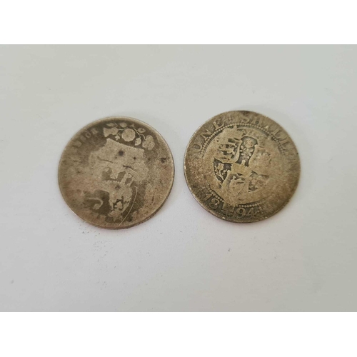 786 - A GEORGIAN SILVER SHILLING 1826 & ANOTHER 1894