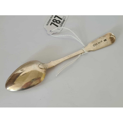 787 - A WILLIAM IV EXETER SILVER TEA SPOON, 1833 BY IH