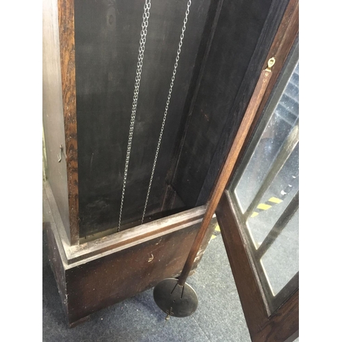 903 - MODERN OAK LONG CASED CLOCK WITH WESTMINSTER CHIME, MISSING DRIVE WEIGHTS