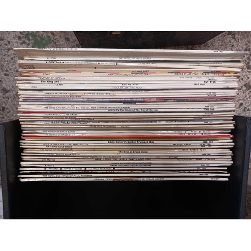 94 - 3 RECORD CASES WITH CLASSICAL, BRASS BAND, REGIMENTAL, MUSICALS & MISC LP'S