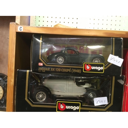 946 - 2 SHELVES OF MISC BOXED CARS FROM THE SPORTS CAR COLLECTION, BURAGO MATCHBOX MODELS OF YESTERYEAR, A... 