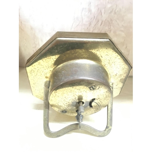 956 - BRASS OCTAGONAL TABLE CLOCK