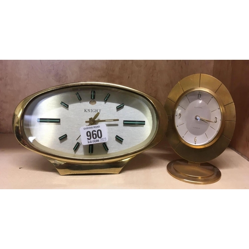 960 - 2 TABLE CLOCKS, 1 BY KNIGHT THE OTHER EUROPA