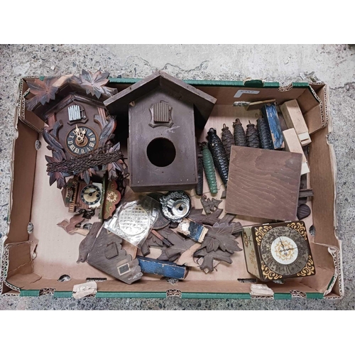 121 - CARTON WITH CUCKOO CLOCK PARTS & WEIGHTS