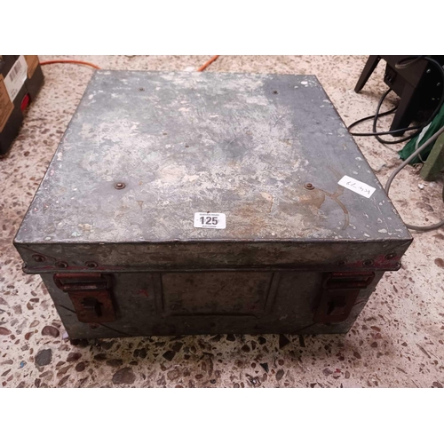 125 - VINTAGE GALVANISED SECURITY BOX, POSSIBLY GPO