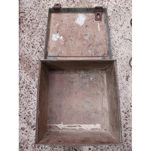 125 - VINTAGE GALVANISED SECURITY BOX, POSSIBLY GPO