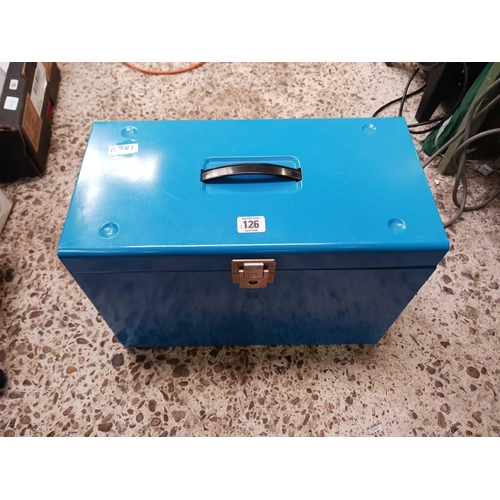 126 - BLUE METAL DOCUMENT BOX