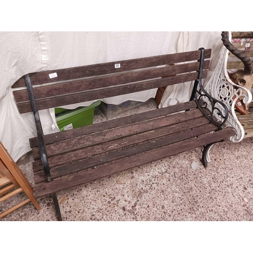 233 - SMALL WOOD & METAL GARDEN SEAT, 48'' LONG