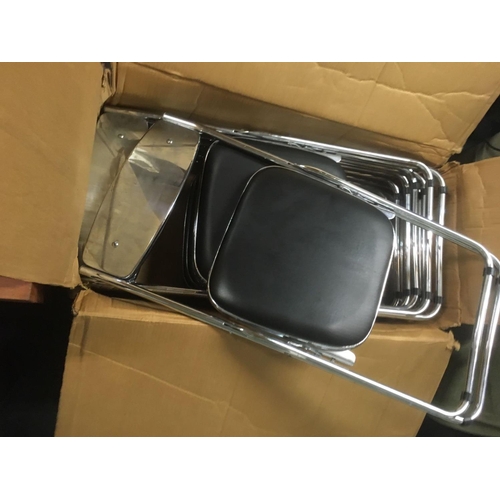 244 - 8 FOLDING CHROME CHAIRS, NEW IN BOX