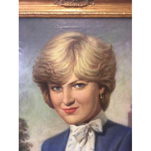 264 - PAIR OF GILT FRAMED OIL PAINTINGS OF PRINCE CHARLES & LADY DIANA SPENCER, ARTIST ARTHUR G MILLS