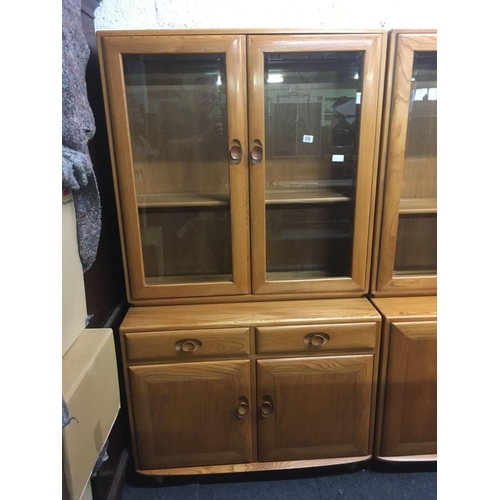 270 - ERCOL WINDSOR GLAZED CABINET 54'' X 36'' WIDE