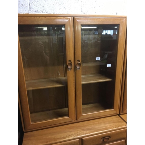 270 - ERCOL WINDSOR GLAZED CABINET 54'' X 36'' WIDE