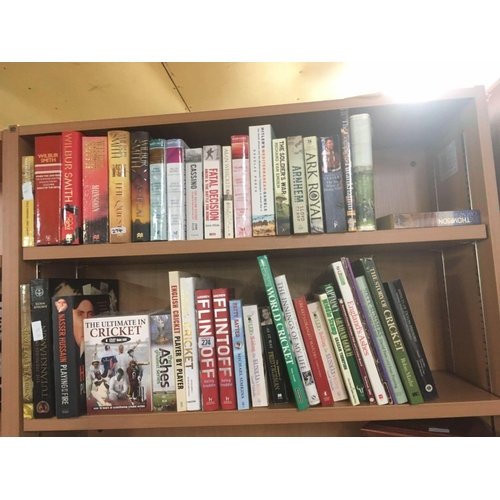 274 - SHELF OF HARDBACK BOOKS &  A SHELF OF CRICKET BOOKS