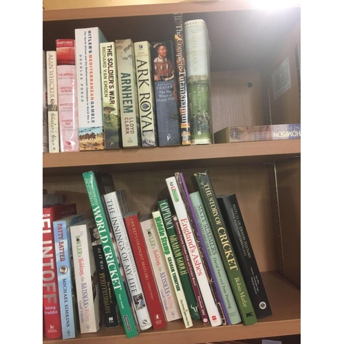 274 - SHELF OF HARDBACK BOOKS &  A SHELF OF CRICKET BOOKS