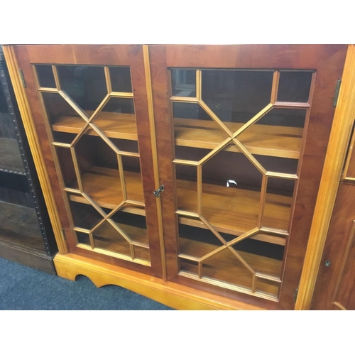 317 - YEW WOOD GLAZED CABINET