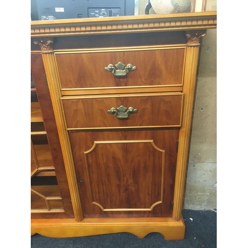 317 - YEW WOOD GLAZED CABINET