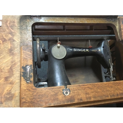 345 - SINGLE TREADLE TABLE SEWING MACHINE