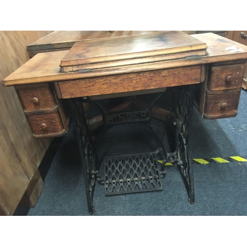 345 - SINGLE TREADLE TABLE SEWING MACHINE