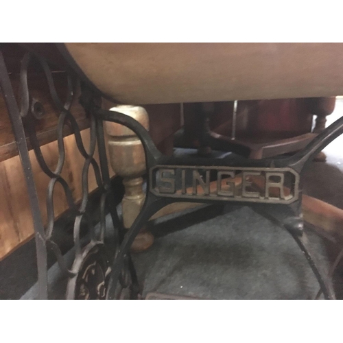 345 - SINGLE TREADLE TABLE SEWING MACHINE