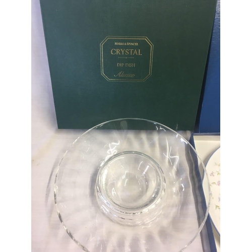 371 - QTY OF CRYSTAL, DIP DISH, ROYAL WORCESTERSHIRE PLATE & KNIFE, ROYAL BRIERLEY GLASSES