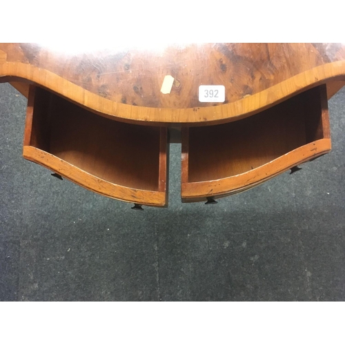 392 - YEW WOOD HALF MOON HALL TABLE