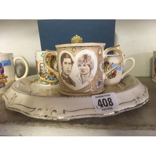 408 - SHELF OF ROYAL COMMEMORATIVE WARE