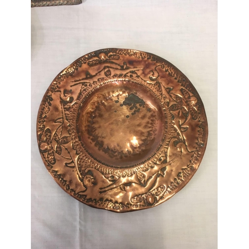 414 - 3 COPPER DISHES & 1 OTHER