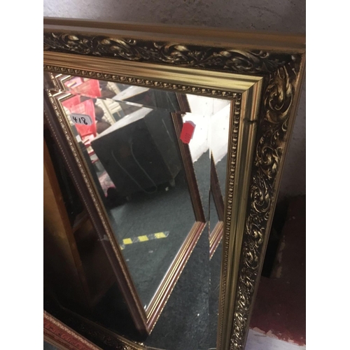 418 - PAIR OF GILT FRAMED BEVELLED EDGE MIRRORS