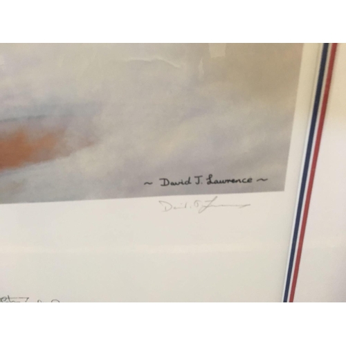 441 - 2 GOLD GILT FRAMES & A F/G RED ARROWS PRINT, HAWKS OVER SCAMPTON BY DAVID J LAWRENCE, SIGNED