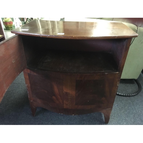 481 - SMALL MAHOGANY BOW FRONTED CUPBOARD