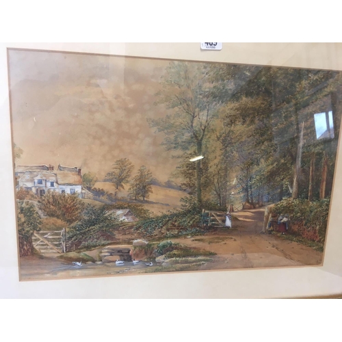 489 - PAIR OF F/G GILT WATERCOLOURS OF RURAL SCENES