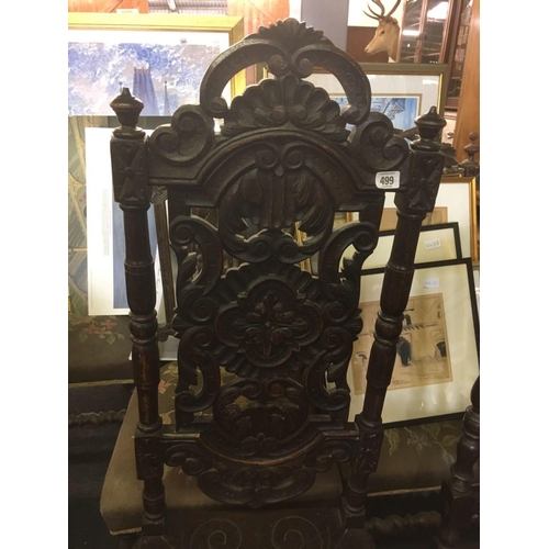 499 - 2 HEAVILY CARVED DINING CHAIRS