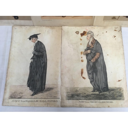 502 - FOLDER OF 5 OLD 19THC COLOURED ENGRAVINGS, INCLUDING A SET OF VANITY FAIR PRINTS BY SPY ETC, ALSO TW... 