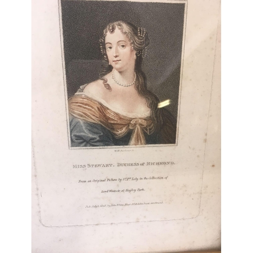 530 - AN ANTIQUE STIPPLE ENGRAVING OF THE DUCHESS OF RICHMOND AFTER SIR PETER LELY, PUBLISHED 1808, TOGETH... 