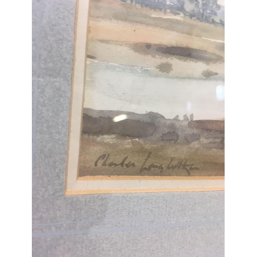 536 - CHARLES LONGBOTHAM RWS, A VIEW OF THE RIVER STOUR, SIGNED, WATERCOLOUR, WITH ARTIST'S LABEL TO REVER... 