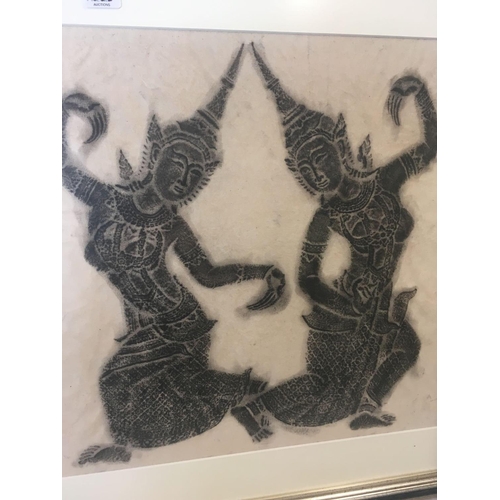 538 - PAIR OF ORIENTAL PRINTS OF FIGURES 24'' X 24''