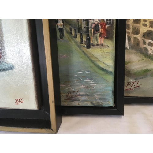 572 - 3 FRAMED OIL PAINTINGS, 2 OF EXETER & 1 FRAMED OF A NAKED YOUNG LADY SAT IN A WINDOW & 1 LADY OIL ON... 