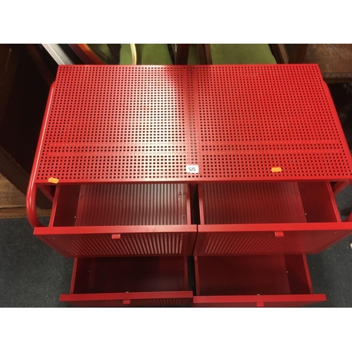 575 - RED METAL 4 DRAWER CABINET