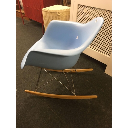 579 - EAMES STYLE BLUE PLASTIC ROCKING CHAIR