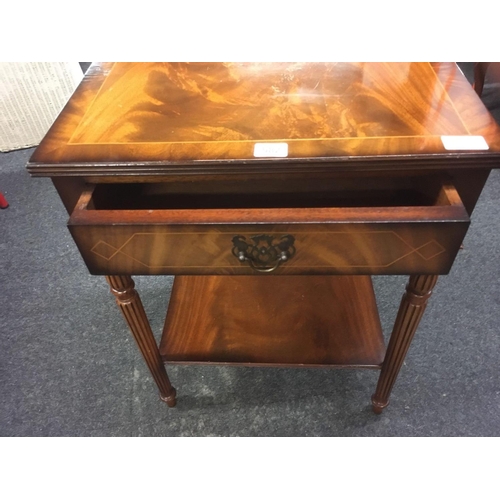 582 - INLAID MAHOGANY BEDSIDE TABLE WITH DRAWER