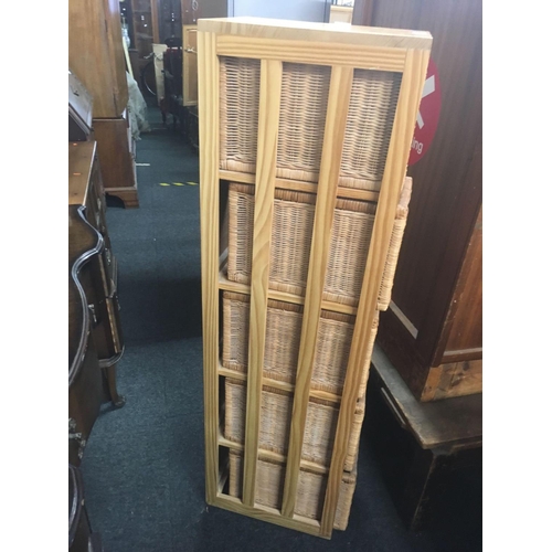 585 - PINE WICKER NARROWED 5 DRAWER STORAGE UNIT