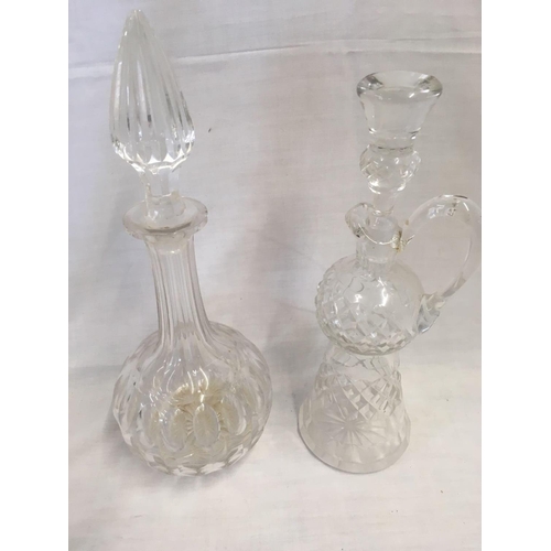 623 - 5 CUT GLASS DECANTERS