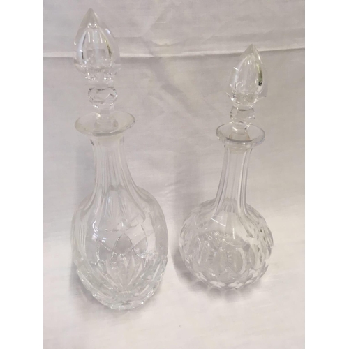 623 - 5 CUT GLASS DECANTERS