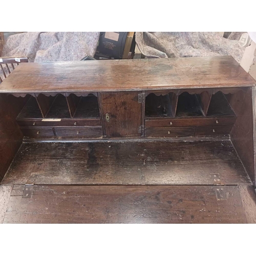 639 - OAK BUREAU WITH BRASS HANDLES