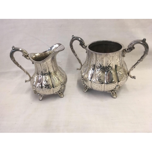 649 - VICTORIAN 4 PIECE TEA & COFFEE SET WITH MELON FINIAL'S