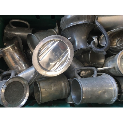 658 - 2 CRATES OF PEWTER & PLATEDWARE