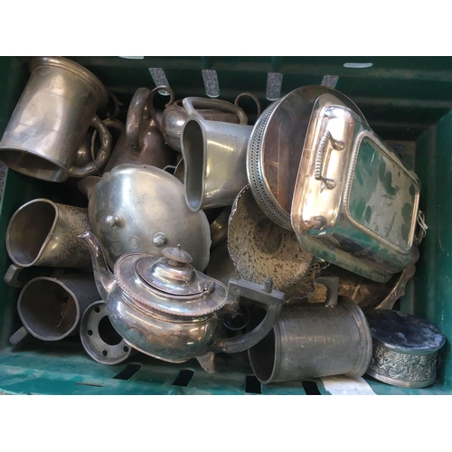 658 - 2 CRATES OF PEWTER & PLATEDWARE